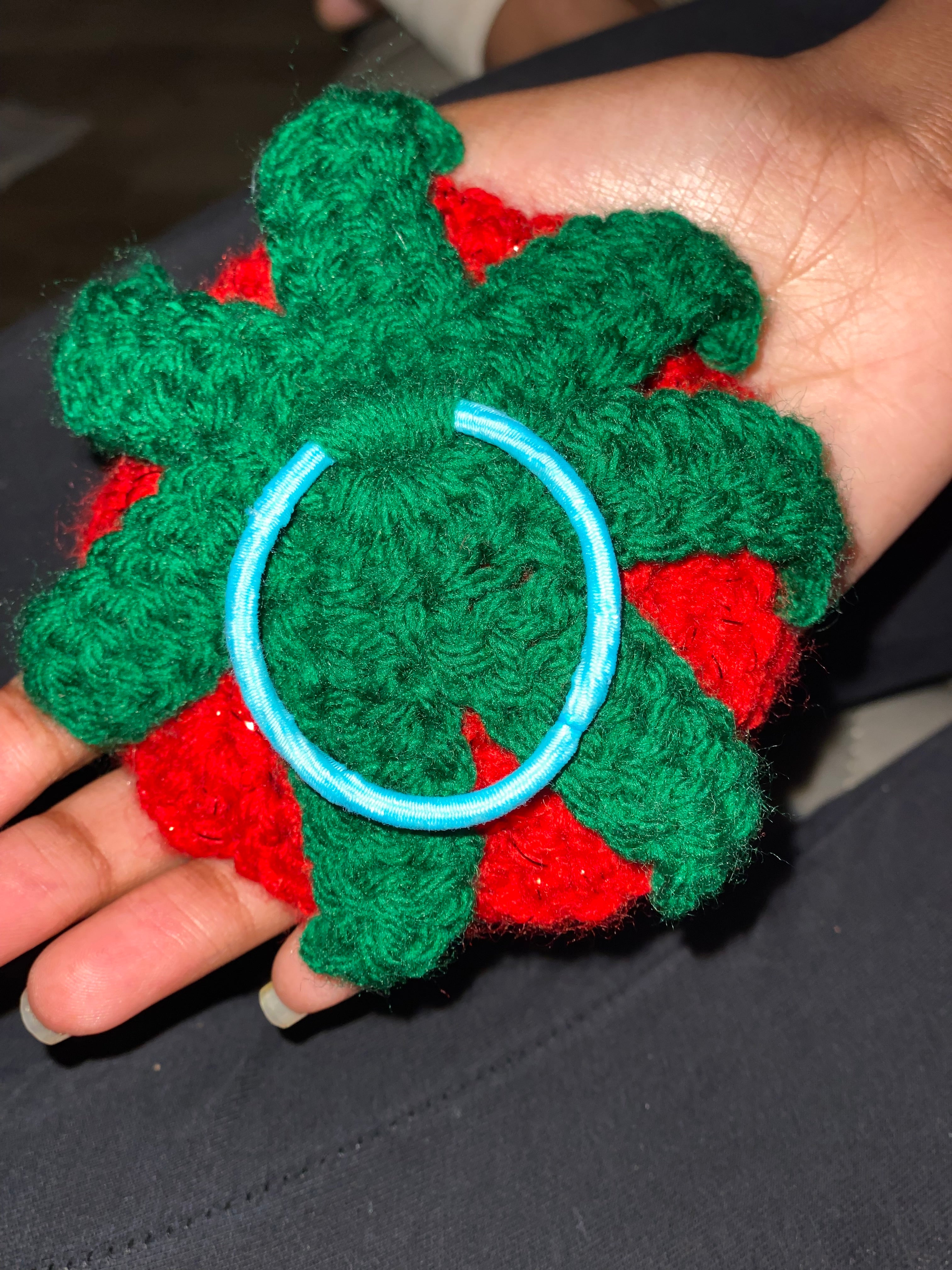 Red Crocheted Rose Hair Scrunchie – Handmade, Eco-Friendly, and Stylish Accessory