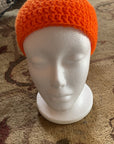 🔥 8-Ball Crochet Beanie – Handmade Orange & White Hat with Black 8-Ball Design 🎱