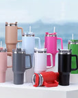 1200ML 304 Stainless Steel Insulated Water Bottle,Thermal Coffee Car Cup, Cold Hot Mugs Vacuum Flask With Handle Straw,For Sport