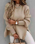 Round Neck Slit Sweater