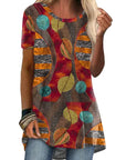 Crew Neck Casual Ethnic Style Vintage Print Short Sleeves T-shirt