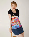 Biggdesign Owl and City Crew Neck T-Shirt