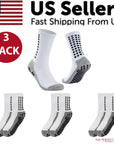 3 Pair Sport Socks Anti Slip W/ Grip Soccer Men Football Basketball Sock Premium