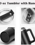 1200ML 304 Stainless Steel Insulated Water Bottle,Thermal Coffee Car Cup, Cold Hot Mugs Vacuum Flask With Handle Straw,For Sport