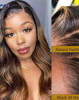 Fayniss Highlight 13x4 Body Wave HD Transparent Lace Front Wigs Body Wave Lace Frontal Wig For Women 180% Density Pre Plucked