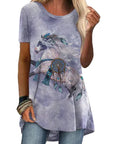 Crew Neck Casual Ethnic Style Vintage Print Short Sleeves T-shirt