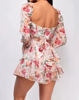 Square Collar Backless Romper