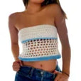 Women Off Shoulder Knitting Tube Tops Sleeveless Cutout Bandeau Vest Top Fairy Grunge Backless Crop Tops Streetwear
