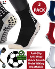 3 Pair Sport Socks Anti Slip W/ Grip Soccer Men Football Basketball Sock Premium