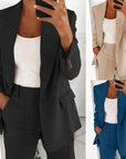 Solid Color Blazer Long Sleeve
