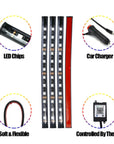 4X 48LED RGB Car Interior Atmosphere Light Strip Bar Bluetooth APP Music Control