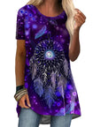 Crew Neck Casual Ethnic Style Vintage Print Short Sleeves T-shirt