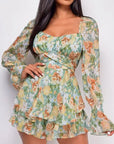 Square Collar Backless Romper