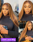 Highlight Wig 13x6 Hd Lace Frontal Wig Natural Hairline PrePlucked 30 Inch 13x4 Honey Blonde Straight Lace Front Wigs Human Hair