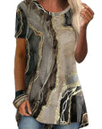Crew Neck Casual Ethnic Style Vintage Print Short Sleeves T-shirt