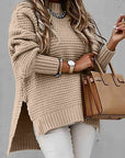 Round Neck Slit Sweater
