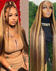 Highlight Wig 13x6 Hd Lace Frontal Wig Natural Hairline PrePlucked 30 Inch 13x4 Honey Blonde Straight Lace Front Wigs Human Hair