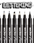 Calligraphy Brush Pen, Hand Lettering Pens, 8 Size Black Markers Set for Artist Sketch, Technical, Writing, Art Drawing
