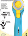 45Mm Quick-Change Rotary Cutter (RTY-2/C) - Rotary Fabric Cutter W/ Blade Cover for Crafts, Sewing, Quilting, Replacement Blade: RB45-1 (Aqua)