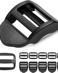 12 Pcs Ladder Slider Buckles+12 Pcs Tri Glide Slider for Backpack Strap Clips, Plastic Clips for Straps Adjuster, Backpack Clips for 1 Inch Webbing Strap.
