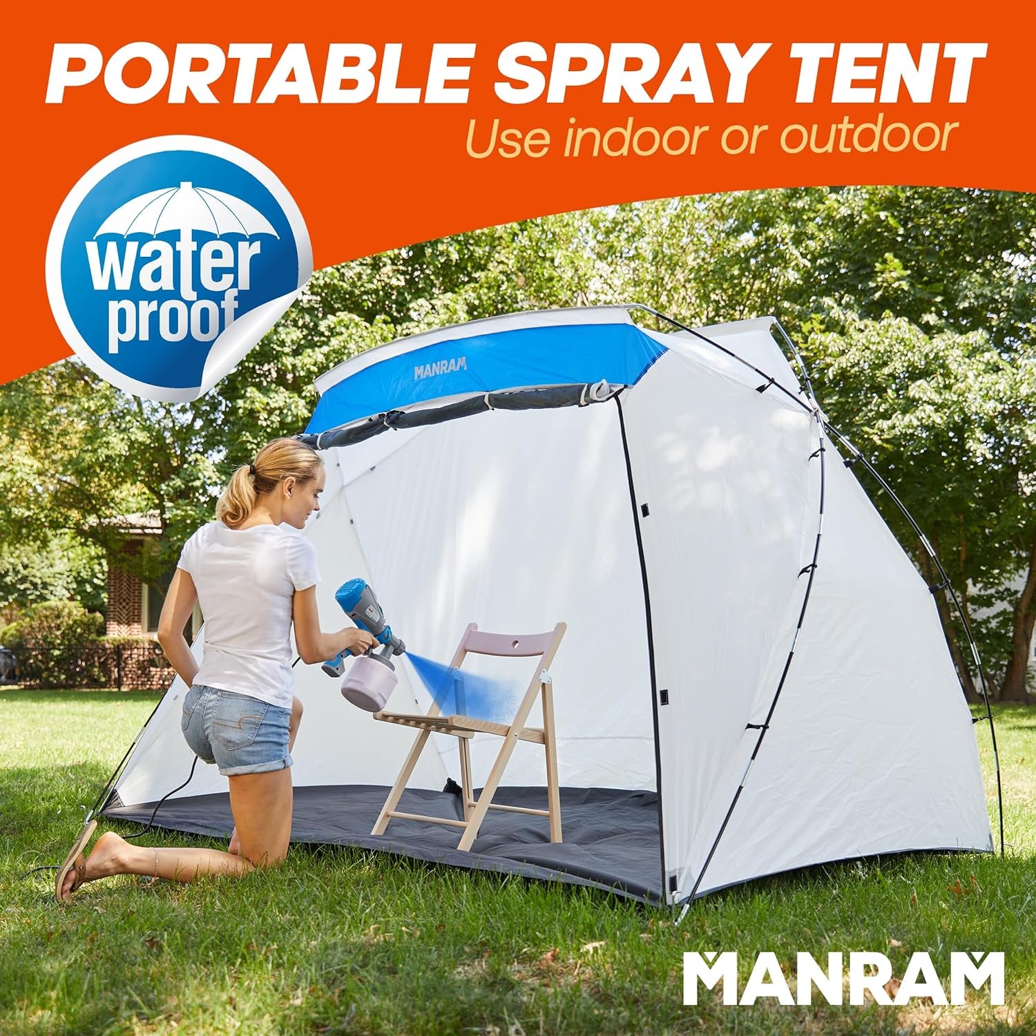 Portable Paint Tent (9X6X5.5 Ft) – Paint Booth with Built-In Floor, Mesh Screen, Windproof Hooks, and Storage Bag – Ideal for DIY Painting Projects