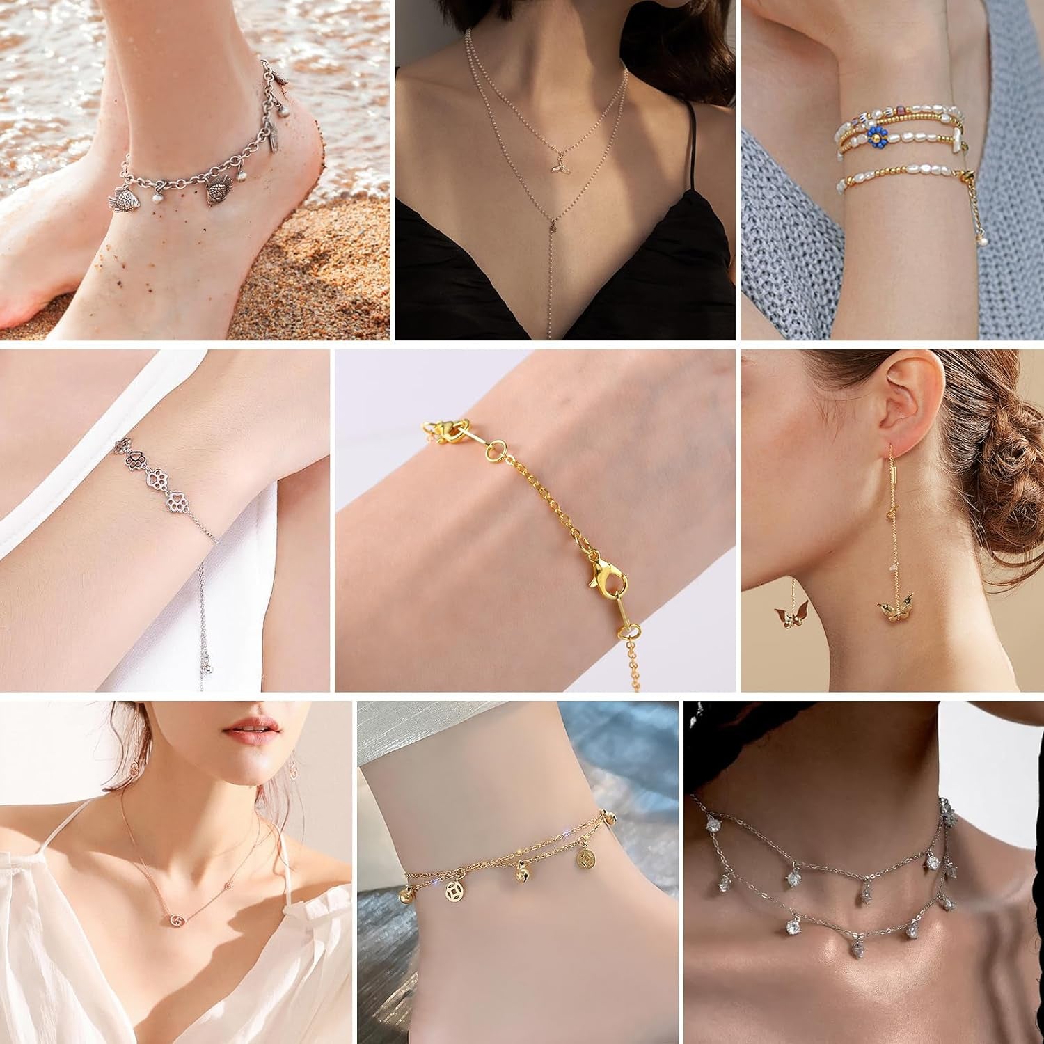 30Pcs Gold Plated and Silver Plated Necklace Extender for 2'', 4'', 6'' Necklace Extender Set for Necklaces, Bracelets, Women'S Jewelry Making Respectively