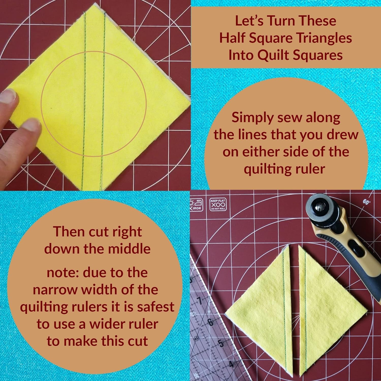 Exclusive | Quarter-Inch Patchwork Sewing Ruler Set | Includes 9" and 17" Quilting Rulers for Precise Marking and Measuring | ¼," ½," and 1" from Each Side | Non-Slip Coating Grips Fabric