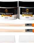Gilding Adhesive, 100Ml Epoxy Resin Gold Leaf Adhesive for Professional Craft Use, Water Based Varnish for Protect the Surface of Gold Foil from Oxidating (Brush + Gloves as Gifts)