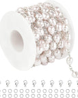 13 Feet Imitation Pearl Bead Chain Bulk KC Gold Plated Brass Jewelry Chain for Jewelry Making Necklace Bracelet DIY Handmade Craft Chain Roll