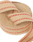 10 Yards Width 2" Roll Natural Burlap Red Line Jute Webbing Ribbon Upholstery Chair Webbing Tape for Outdoor DIY Gear Repai (Red Stripes)