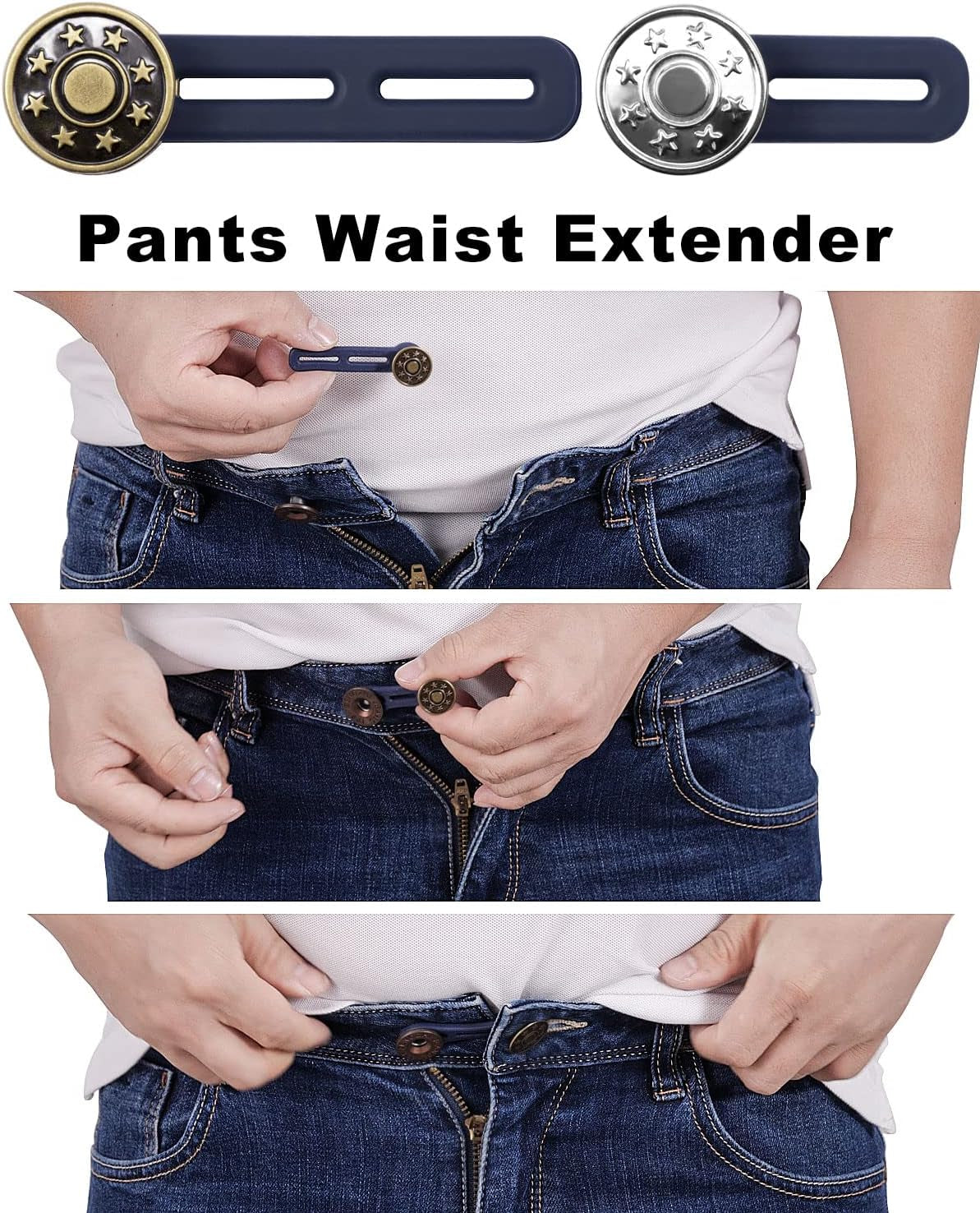 Pants Button Extender Shirt Collar Extenders: 8 Pcs Jeans Waist Silicone Button for Mens and Women - 6 Neck Extenders Dress Shirts
