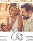 Ring Sizer Adjuster for Loose Rings, 12 Pack 4 Sizes Invisible Clear Silicone Ring Guard for Women Men, Ring Resizer Tightener Spacer Fitter for Too Big Ring, Make Ring Smaller without Resizing
