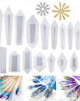Resin Molds 18Pcs Pendulum Crystal Molds for Resin, Silicone Molds for Resin,Multi-Facet Resin Jewelry Molds for Quartz Crystals Pendants, Resin Necklace,Uv Resin