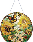 5D Sunflower Butterfly Diamond Painting Kits for Adults Hanging Sign Wall Art Sign Diamond Art Suncatcher Hanging Ornament Home Garden Wall Door Hanging Painting Kits, Yellow