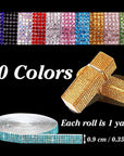 10 Rolls Self Adhesive Rhinestone Ribbon Crystal Diamond Sticker Bling Ribbon DIY Decoration with 2 Mm Rhinestones for DIY Arts Crafts,Wedding Party Decor,Car Phone Decoration.(Each Roll 1 Yard)
