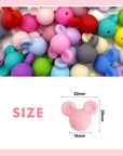 42 Pcs Mouse Head Silicone Focal Beads Cute Cartoon Loose Beads Accessory for DIY Keychains Bracelet Necklace Pens Lanyard Making