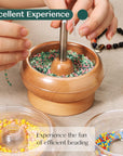 Bead Spinner Kit with 5 Quick Changed Bowls, 4.4" Clay Bead Spinner with 15,000 Beads (15 Colors) and 2 Big Eye Needles, Beading Supplies for Jewelry Making
