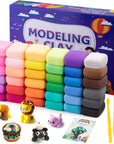Air Dry Clay, 24 Colors Modeling Clay Kit with 3 Sculpting Tools, Magic Foam Clay for Kids and Adults, DIY Molding Clay Gift for Boys and Girls