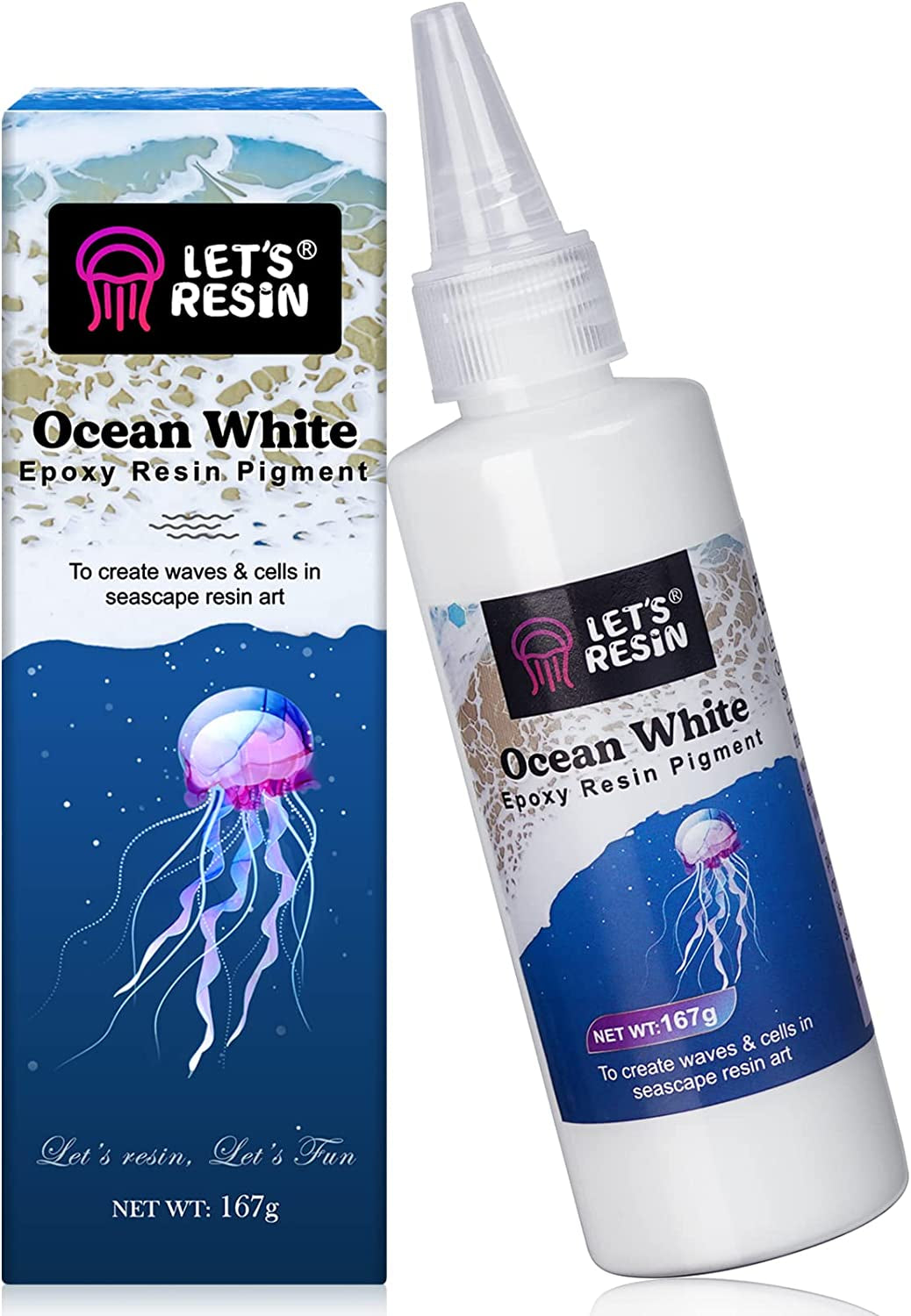 Ocean White Epoxy Resin Pigment 167G/5.89Oz, High Concentrated Pigment Paste for Epoxy Resin & UV Resin, UV Resistant Opaque Pigment for Creates Cells & Lacing, 3D Flower Resin Coasters