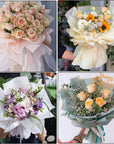 Flower Wrapping Paper 70 Sheets Flower Bouquet Wrapping Paper Waterproof Floral Paper for Bouquets 7 Colors 22.8X22.8 Inch Floral Wrapping Paper with 3 Rolls 216 Ft Satin Ribbons