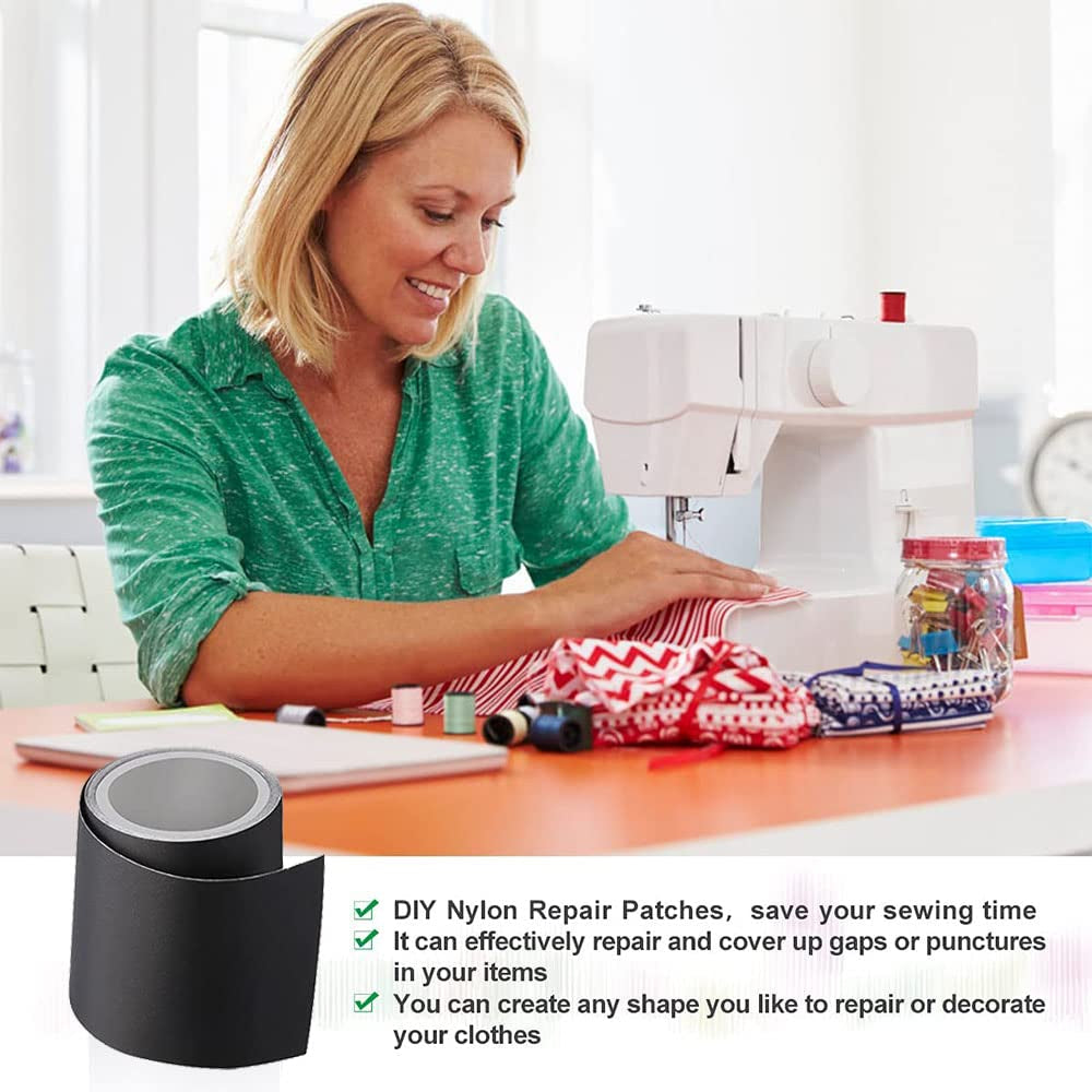 Nylon Repair Patches 3'X79' Self Adhesive Repair Tape Waterproof Fabric Sewing Repair Patches for down Jacket, Tent Clothes, Bag