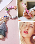 Silicone Focal Beads for Pens Characters Silicone Accessory Kit 18 Pcs Colorful round Silicone Beads for Keychain Making Bracelet Necklace Handmade Crafts (Animal)