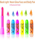 Glow in the Black Light Face & Body Paint, Neon Glow Fluorescent Face Paint Crayons for Halloween Club Makeup Xmas Glow Party