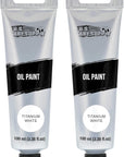 Artists Oil Color Paint, Titanium White, 2 Extra-Large 100Ml Tubes - Professional Grade, Excellent Tinting Strength, Mixable - Portrait Painting, Canvas, Wood Media - Student, Beginner