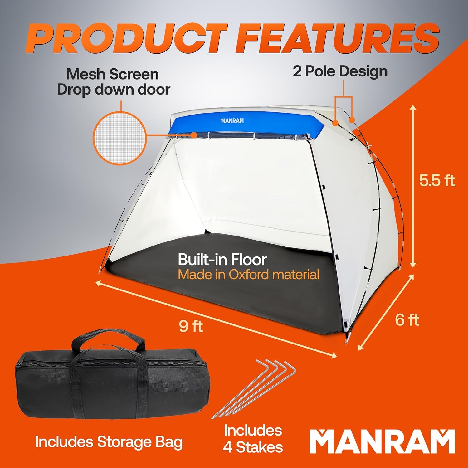 Portable Paint Tent (9X6X5.5 Ft) – Paint Booth with Built-In Floor, Mesh Screen, Windproof Hooks, and Storage Bag – Ideal for DIY Painting Projects