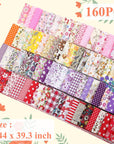 160 Pcs 4 Roll Fabric Strips Assorted Quilting Fabric for Quilting Crafting and Sewing Rolled Cotton for Crafts Blanket Rug Upholstery and Purse Making (Cute Printing Style)