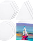 12 Pieces Stretched Canvas Blank Painting Canvas 6 Inch Panel Artist White Canvas Boards Triangle Square Hexagon round Shape Canvas Frame for Acrylic Pouring Oil Painting