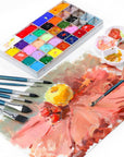 10Pcs Natural Watercolor Paint Brush Set Professional for Watercolor Acrylic Ink Gouache Tempera Blue Color