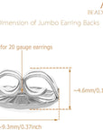 Jumbo Earring Backs 925 Sterling Silver Large Earring Backs Butterfly Locking Earring Backs for Studs Replacement (20Gauge, 4Pcs)