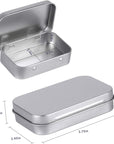 Metal Rectangular Empty Hinged Tins - Pack of 40 Silver Mini Portable Box Small Storage Kit & Home Organizer with Lids Craft Containers 3-1/2''X2-1/2''X4/5''
